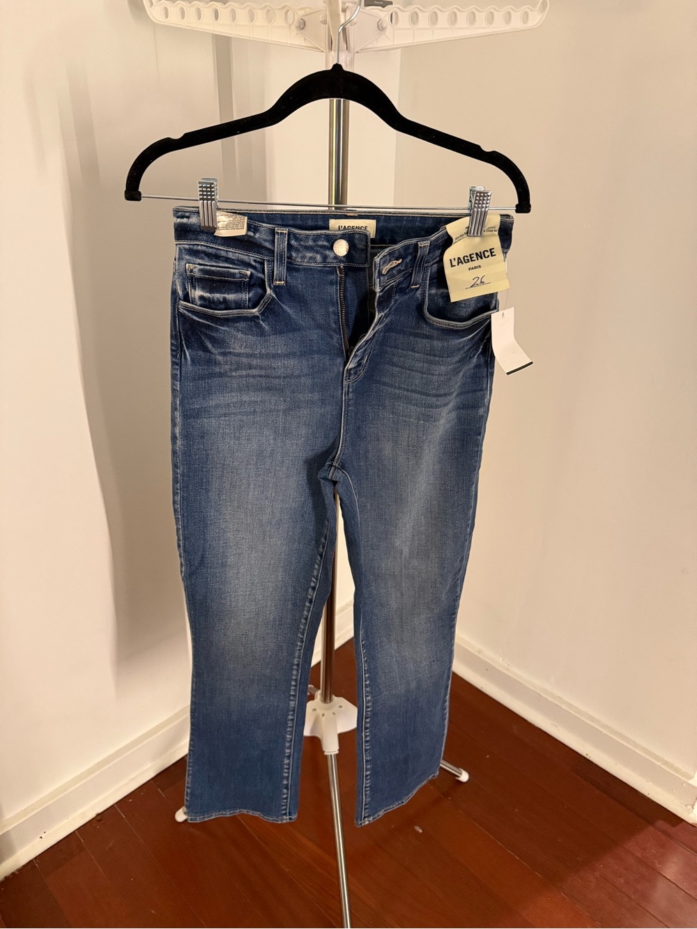L'AGENCE Straight-Leg Medium Blue Wash Jeans